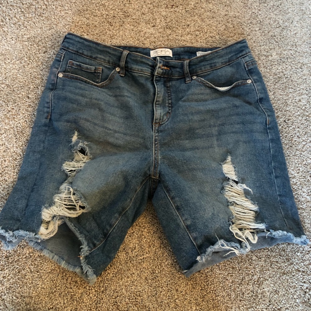 Womens knee length denim shorts